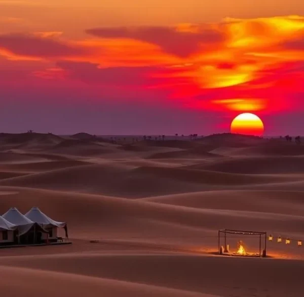 Sunset location within deep desert